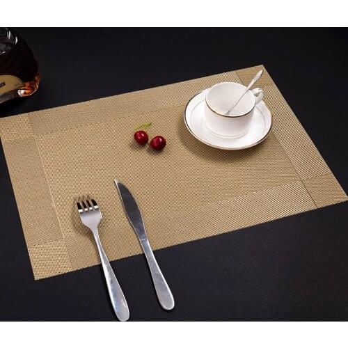 4pcs/lot Hotel Restaurant Gold Silver Color Rectanger PVC Placemat Nordic Anti-hot Insulating Table Mat Steak Plate Mat 45x30cm