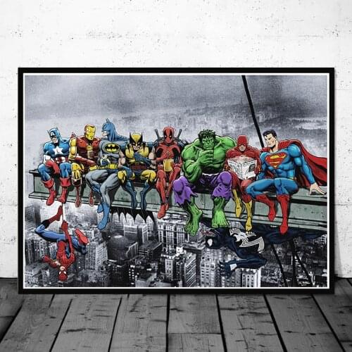 Marvel Anime Canvas Painting Poster Pictures Funny Superhero Graffiti Poster Bedroom Wall Decor NO FRAME