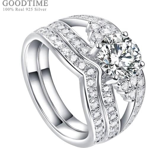 Fashion Women Ring 925 Sterling Silver Princess Zircon Wedding Ring For Bridal Engagement Jewelry Accessories Set Ring For Party