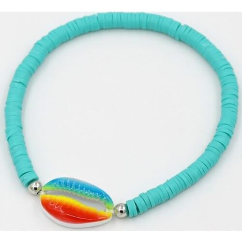 3Pieces/lot Boho Colorful Shell Bracelet Jewelry Fashion Polymer Clay Elastic High Quality Gift Bracelet for Women