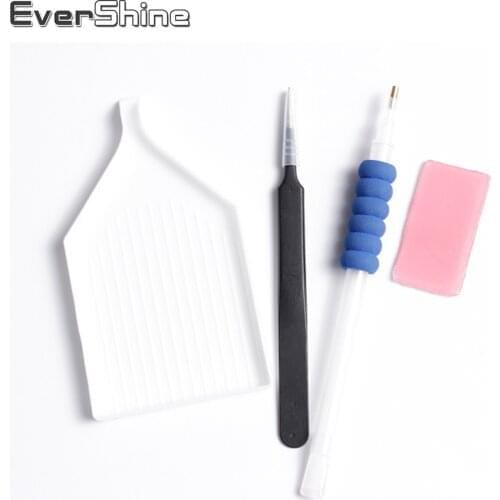 EverShine 5D DIY Diamond Painting Accessories Tools Kits Diamond Embroidery Stainless Steel Tweezers Pen Glue Plastic Tray Sale