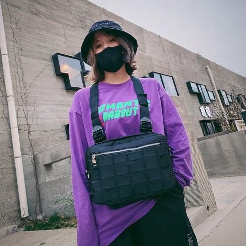 Women Men Chest Rig Bags Military Kanye Oxford Chest Bag Streetwear Hip Hop Fashion Ipad Tablet Gray Black Fanny Waist Pack 569