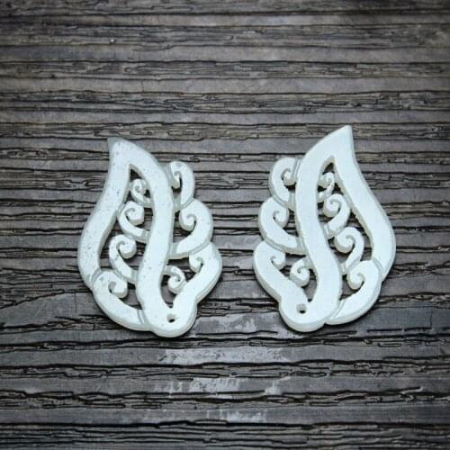 Natural hetian jade handcarved leaves DIY 100% real jade pendant earring jade accessories septa scattered beads for women