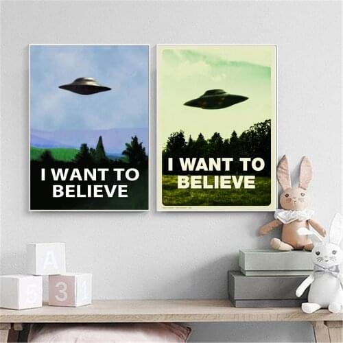 New arrival Movie Cartoon poster paitning " i want to believe " X File Canvas Prints Canvas Art Oil Painting Home Decoration