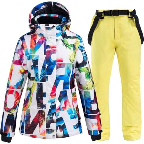 New Ski Suit for Women Windproof Waterproof Breathable Warm Snowboard Jackets Pants High Quality Winter Ski Jacket Women