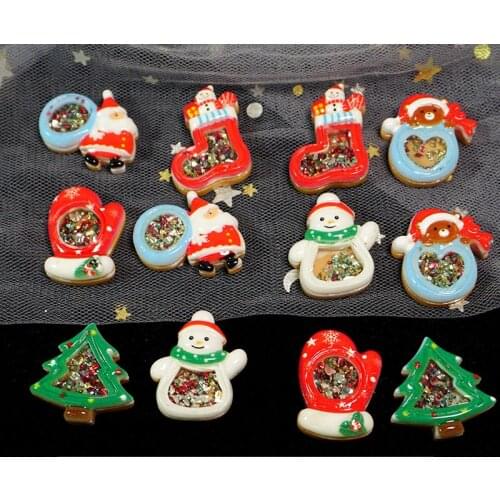 New Sand Christmas Resin Cartoon Christmas Tree DIY Handmade Material Jewelry Key Chain Accessaries