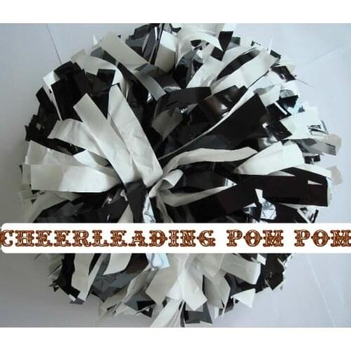 Cheerleader Pom Poms 6"~custom Color Handmade New Hot Sale Metallic Black Plastic White