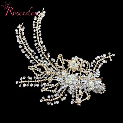 Gold Silver Color Bride Headband Wedding Hair Accessories Bridal Headpiece Bridal Hair Comb Clips RE4339