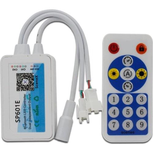 DC5-24V RF 16keys Dual Independent Load Output Bluetooth SPI Pixel LED Controller For Addressable Strip WS2812B