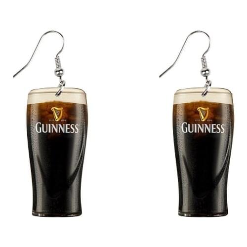 Rish Stout painted Handmade Acrylic Guinness Lovely Beer Wine Cup Earrings Party Girl Jewelry Gift Earrings
