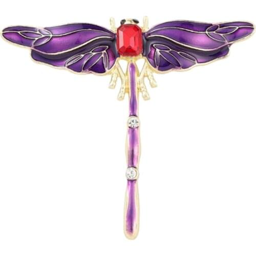 Crystal Rhinestone Dragonfly Brooches for Women Fashion Design Insect Enamel Lapel Pin Cartoon Badge Jewelry Gift Wholesale