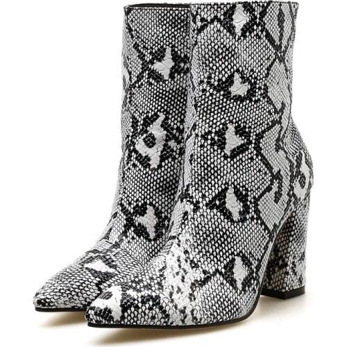 Mudibear Boots For Women Fabric Pointed Chunky Non-slip Increased Casual Shoes Heel High Zipper Knight Leather Footwear