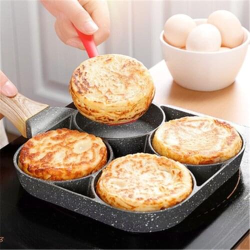 4 Hole Cooking Frying Pan Thicken Durable Non-stick Egg Ham Steak Oil Fry Pot Sandwich Pancake Pans Kitchen Tool Breakfast Maker