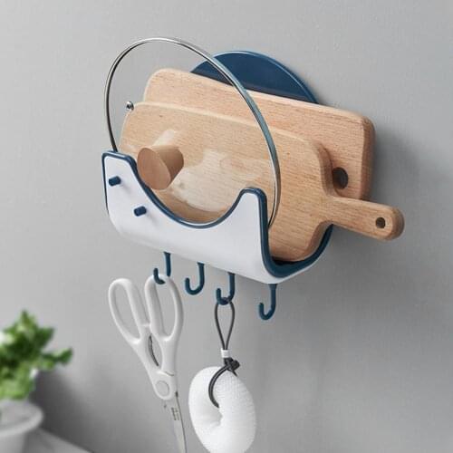 Storage Rack Wall Mount Strong Bearing Capacity ABS Punch-free Pot Cover Hanger Kitchen Supplies Waterproof Space-saving Holder