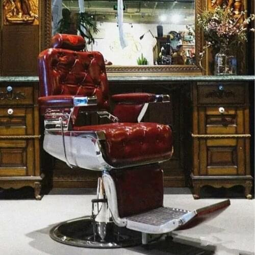 High-end Retro Mens Oil Head Salon Barber Chair Can Be Put Down and Shaving Hair Salon Special Hair Cutting Lifting Chair