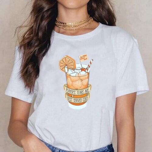 Cartoon Icey Orange Juice Print Funny Women T-shirt Summer Short Sleeve Casual Tee Shirt Femme Vintage Casual T Shirt Women Tops