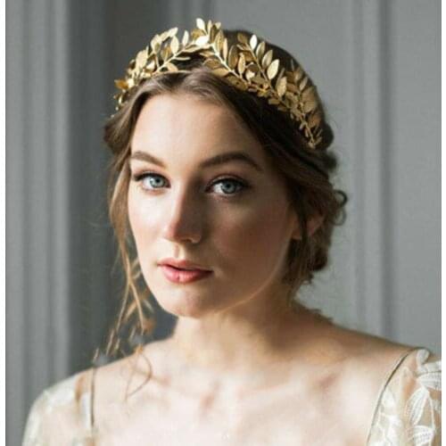 Leaves Flower Women Headband Goddess Simple Elegant Female Hair Ties Gold Band Bridal Vintage Korean Style Party Lady Scrunchie