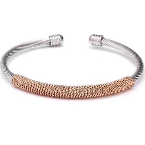 Unique Tubular Open Braided Female Cuff Bracelets Fashion Mesh Stainless Steel Charm Bracelet & Bangle For Women Girls Jewelry