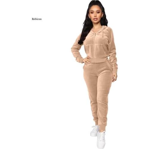 Women Two Piece Set Sweat Suits Matching Sets Club Outfits for Plus Size Clothing Fashion Velvet Set