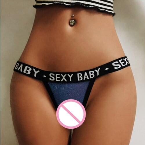 Women Fashion Letters Lingerie Solid Color Ultra Smooth Intimate G-string Briefs Female High Elastic Lace Bling T string Knick