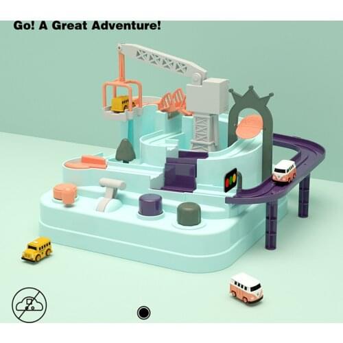 1Set Kids Car Adventure Game Rush Through Customs Inertial Vehicle Railway Car Puzzle Set Track Toys for children Gifts#g4