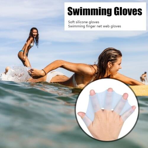 1 Pair Frog Type Silicone Swimming Mittens Hand Fins Flippers Finger Webbed Gloves Paddle Water Sports Diving Training Gloves
