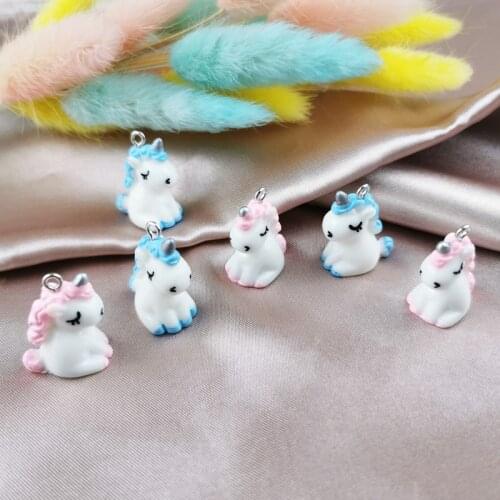 10pcs Cartoon Kawaii 3D Resin Unicorn Charms Pendants For DIY Simulation Food Earring Keychain Fashion Jewelry Accessory