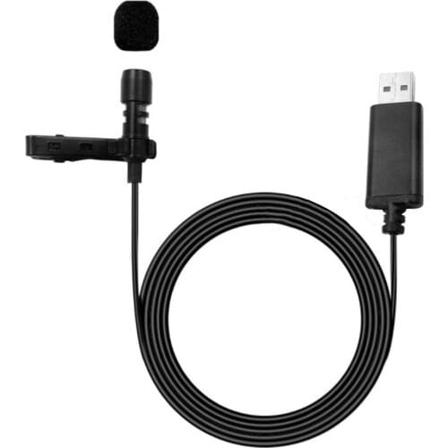 150cm Long USB 2.0 Wired Lavalier Microphone Mini Clip-on Shirt Collar Stereo Lapel Mic Microphone For PC Computer Laptop