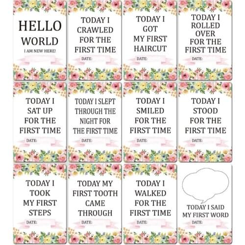 45BF 12 Pcs Baby Milestone Photo Sharing Cards 12 Unisex Landmark Moment Photo Cards Newborn Key Age Markers