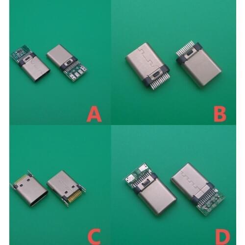 5PCS 4 TYPE ABCD to choose New Type C USB Female Jack C USB Power Connector Charge Dock port Plug type-C USB 3.1 Connector