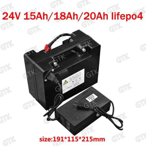 GTK 24V 20AH lifepo4 Lithium 24V 15AH 18Ah lifepo4 battery for 350W 500W electric wheelchair Foldable Scooter bike + 3A charger