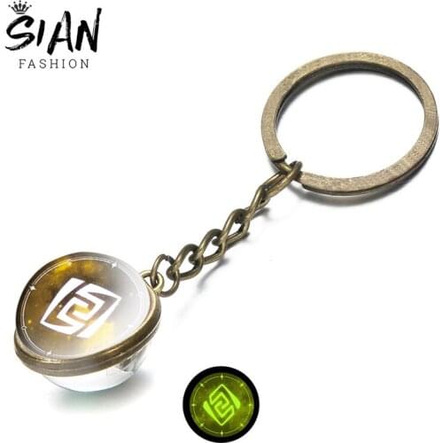 SAIN Anime Genshin Impact Keychain Gods Eye Double-Sided Glass Ball Key Chain Accessories for Men Women Birthday Gifts Jewelry