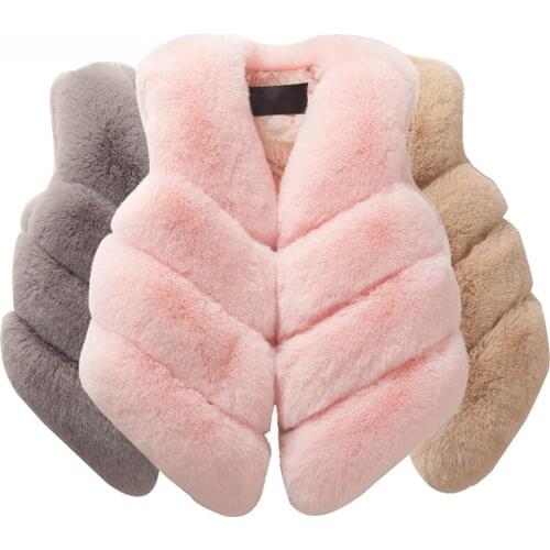 Kids Clothing Winter Girls Coats Faux Fur Girl Jackets Kids Waistcoat Outwear Little Girls Clothing Children Artificial Fur Vest