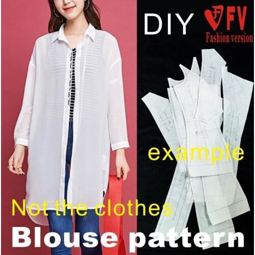 Cutting drawing womens mid-length style shirt pattern 1:1 clothing effect drawing BCY-86