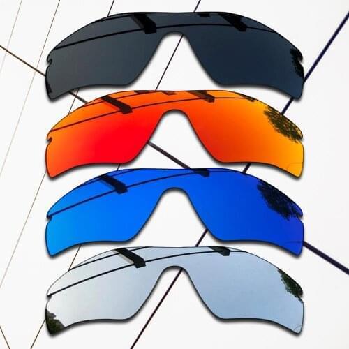 E.O.S 4 Pieces Black & Silver & Ice Blue & Fire Red Polarized Replacement Lenses for Oakley Radar Path Sunglasses
