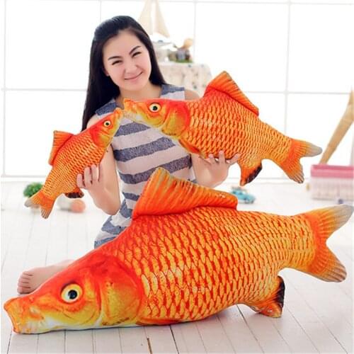 Fancytrader New Stuffed 120cm Giant Goldfish Plush Toy Big Soft Animal Carp Good Luck Red Fish 47inches Doll Pillow Kids Gift