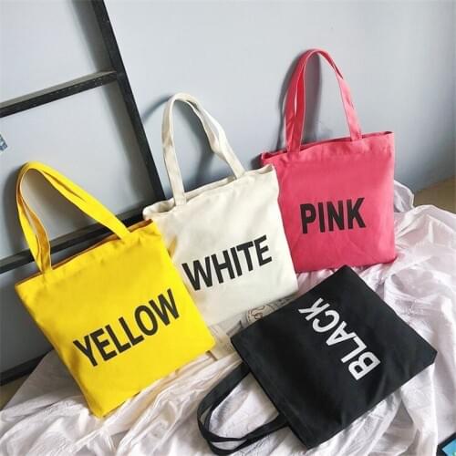 Ladies Handbags Canvas Tote Bag Cotton Cloth Shoulder Shopper Bags Or Korean Style Japanese Foldable Reusable Shopping Bags Groc