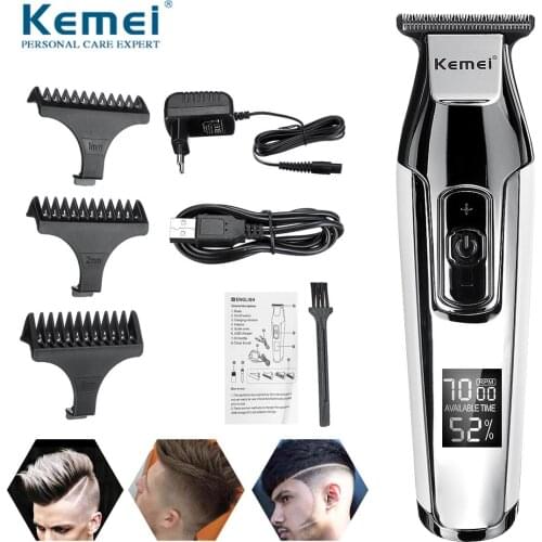 Kemei Professional Hair Clipper LCD Display Rechargeable Baldheaded Beard Hair Trimmer Men DIY Cutter Electric Haircut Machine