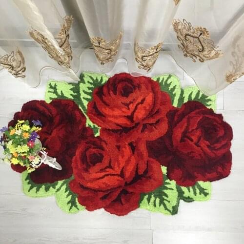 High quality 3D Rose Handmade carpet Toilet Antiskid Mat/carpets for living room bedroom Area Rugs Luxery Valentines Day gifts