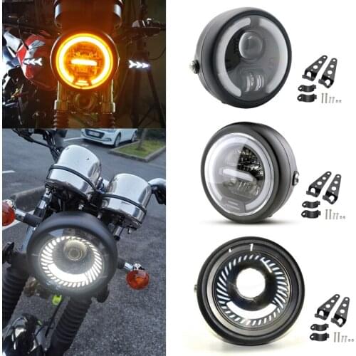 6.5" Motorcycle Round LED Halo Headlight Bulb Projector for BMW Suzuki Victory Honda Kawasaki Street Tracker Cafer Racer
