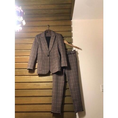 Fashion 10.28 Single Vintage Button Pocket Long Sleeve Blazer Coat Or Straight Ankle-length Pants High End Temperament Set Women