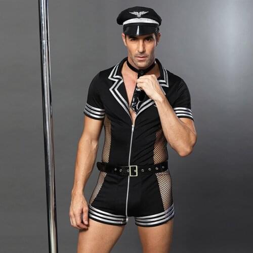 Men Police Uniform Sexy Underwear Cosplay Costume Sets Hot Erotic Catsuit Costumes For Sex Role Play Halloween Party Clothes