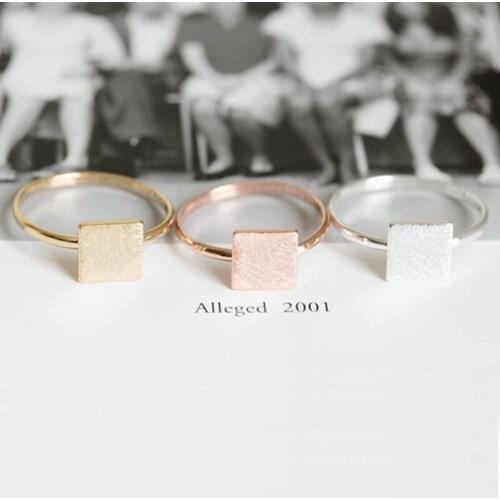 Wholesale 30pcs/lot Brushed Solid Square Ring Geomtric Finger Rings Women Ladies Love Everyday Wearing Jewelry