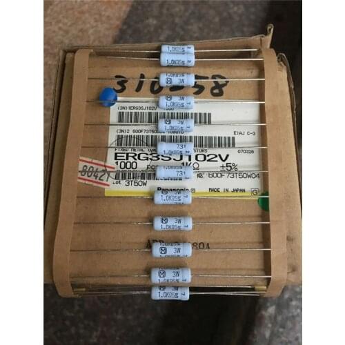 Original new 100% advanced typing metal oxide film copper foot resistance 3W 1K 5% 5*15 ERG3SJ102V (Inductor)
