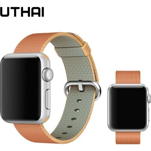 UTHAI Nylon Loop watchband For Apple Watch 4 5 40mm 44mm For iWatch 3/2/1 38mm 42mm Nylon Soft Breathable Replacement Strap A01