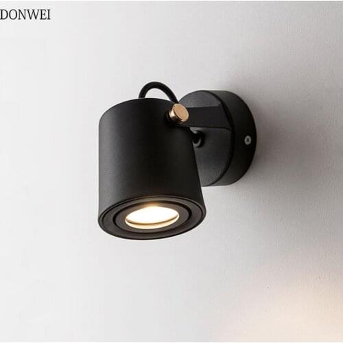 Modern Minimalist Wall Lamp Living Room Bedroom Bedside AC85V-260V LED Sconce Aluminum Rotating Aisle Decoration Lighting