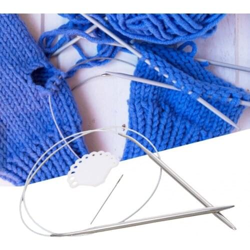 2Pcs/Set Knitting Needles Stainless Steel Circular Crochet Hooks Weaving Tools DIY Apparel Sewing