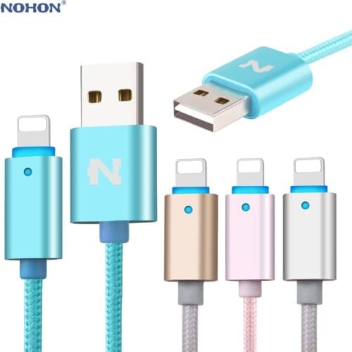 Nohon 150cm LED SMART cable For Lightning iPhone X 8 7 6S 6 Plus 5S 5 ipad 4 Air data charger Aluminum alloy cable for IOS 10 11