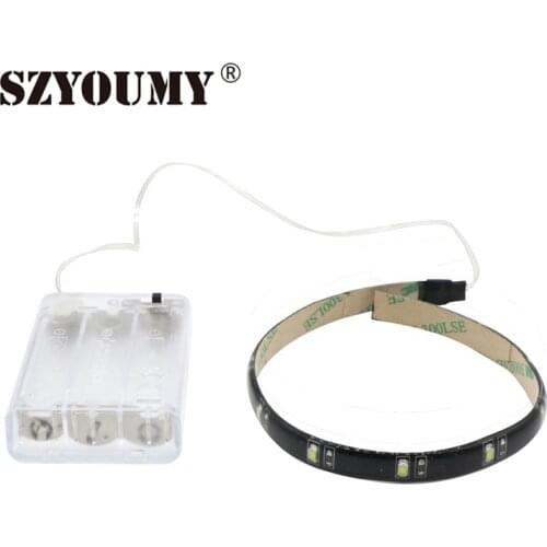 SZYOUMY Hot Sale 30CM 12 LED 3528 SMD Waterproof Flexible Strip White Tape Light Car Auto Decor Lamp 3 x AA Battery Operated