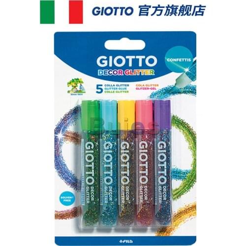 Giotto Decor Glitter,Washable, Safe, Non-toxic, Shiny Decoration,Dispensing Pen,(545400,545100),Children' Favorirte, IT(Origin)